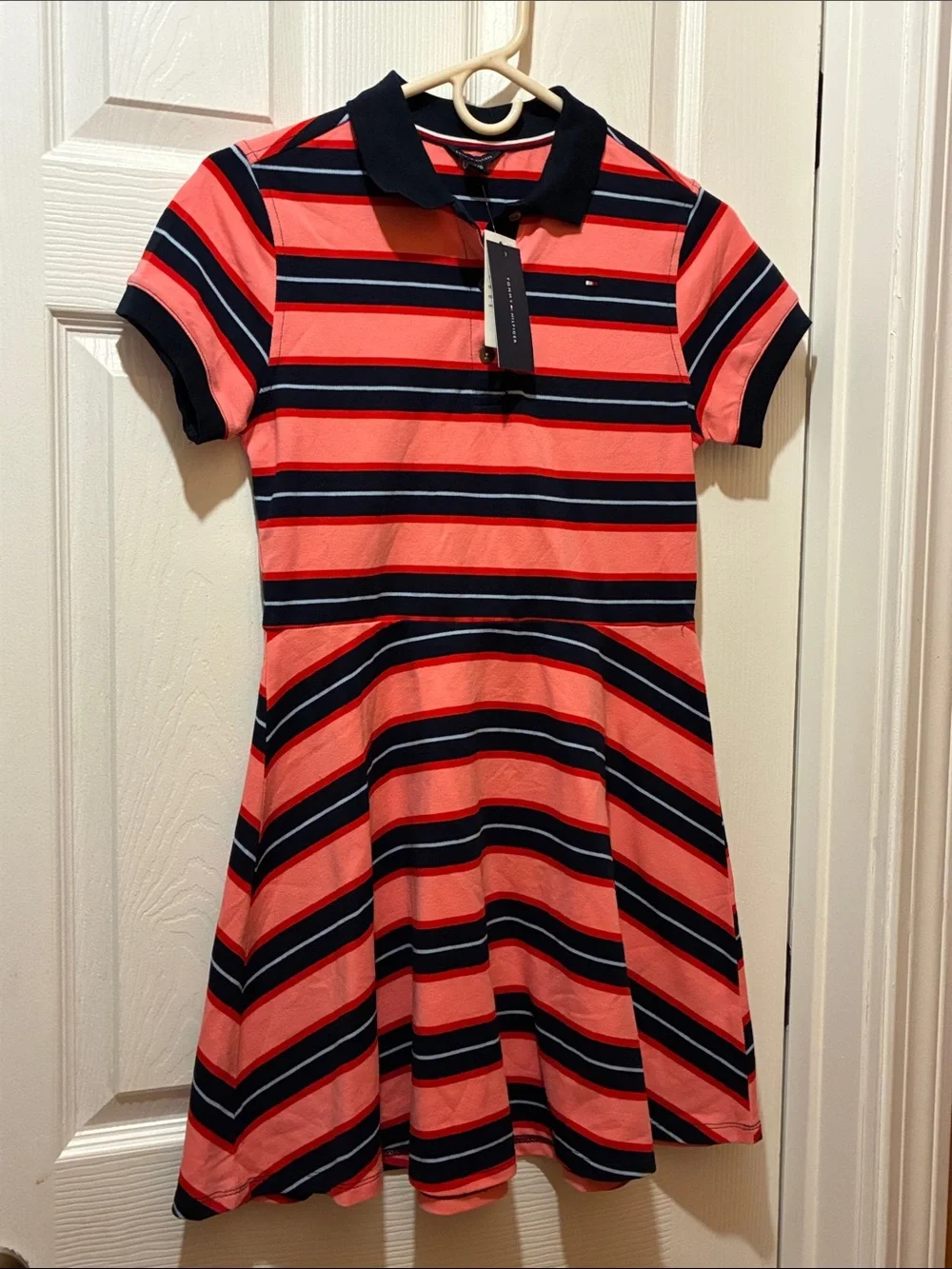 Tommy Hilfiger girl’s Varsity stripe Polo Dress. Size L (12-14)